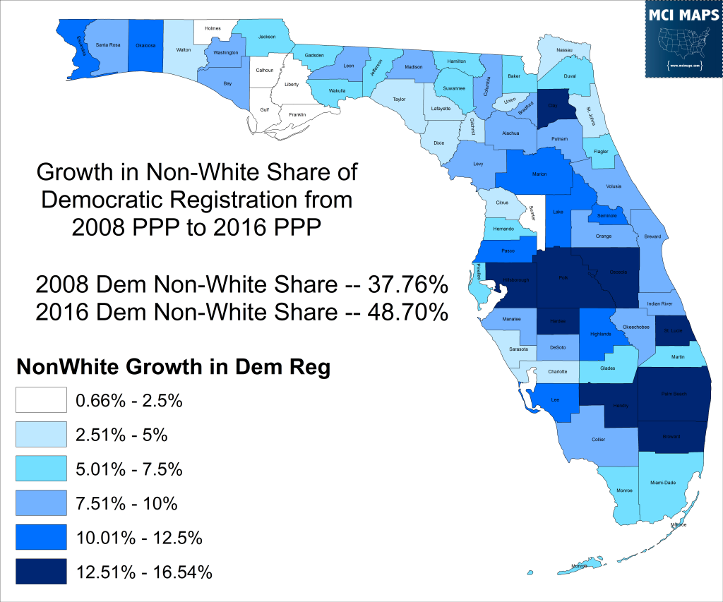 2008 to 2016 NonWhite Dem Growth