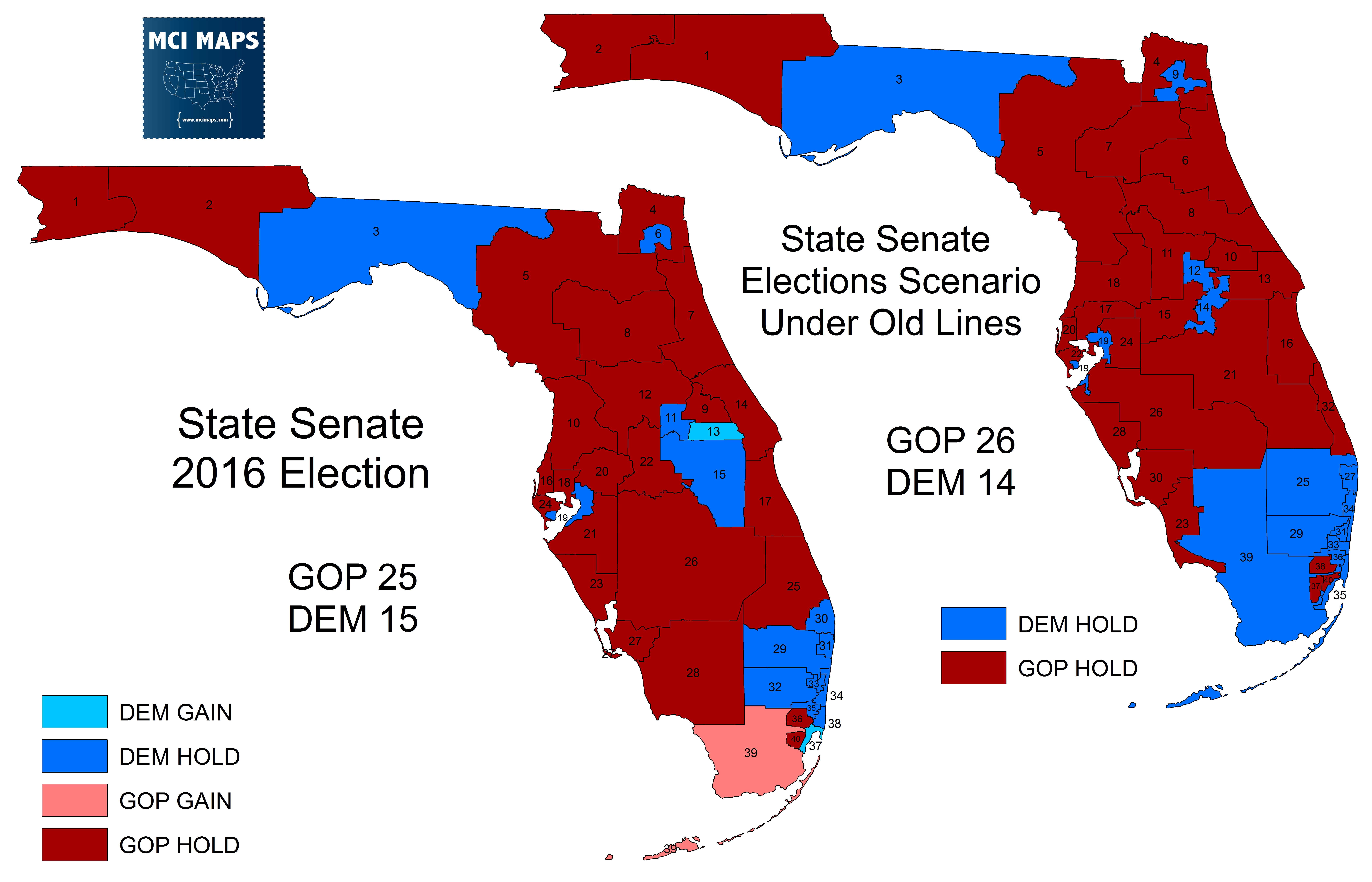 Presidential Results by Florida Senate District and the Impact of