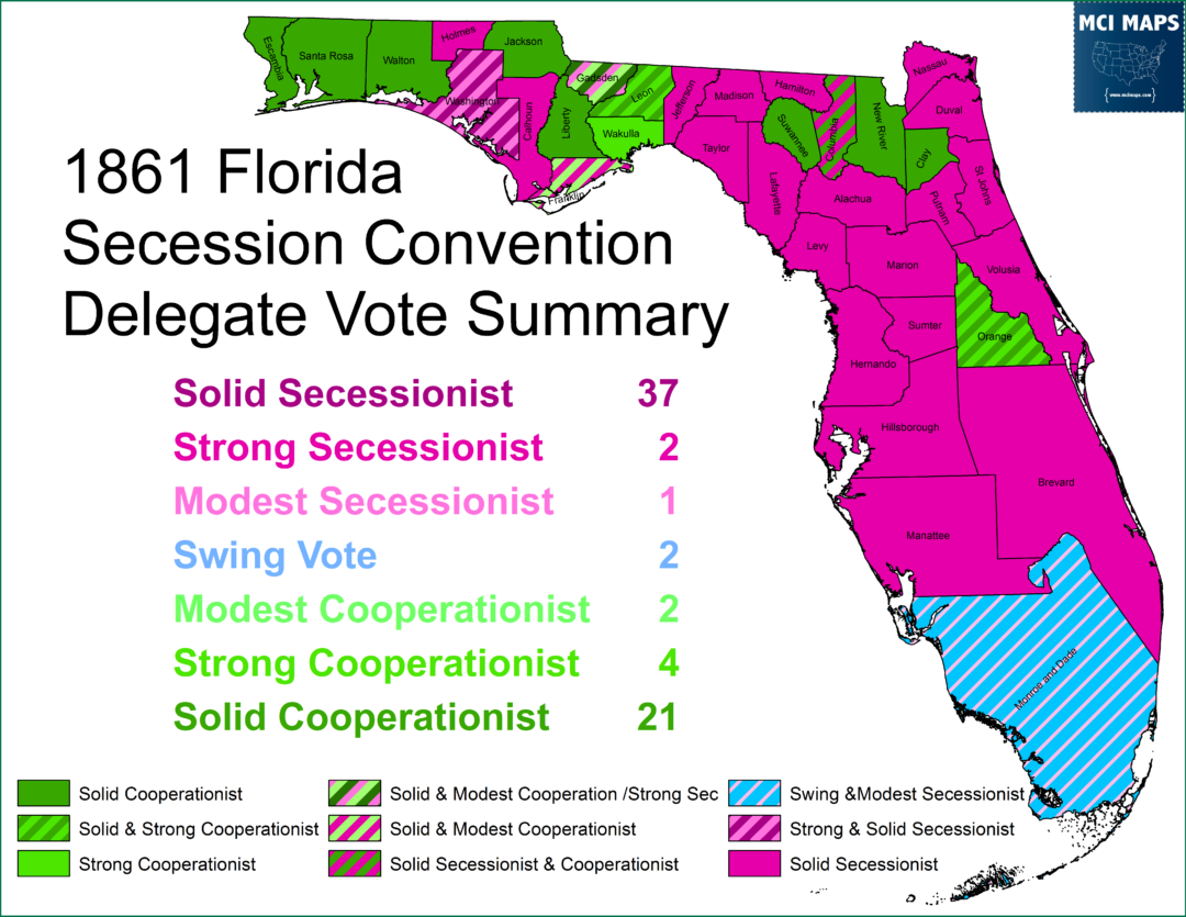 Civil War History: Florida’s Road Toward Secession - MCI Maps ...