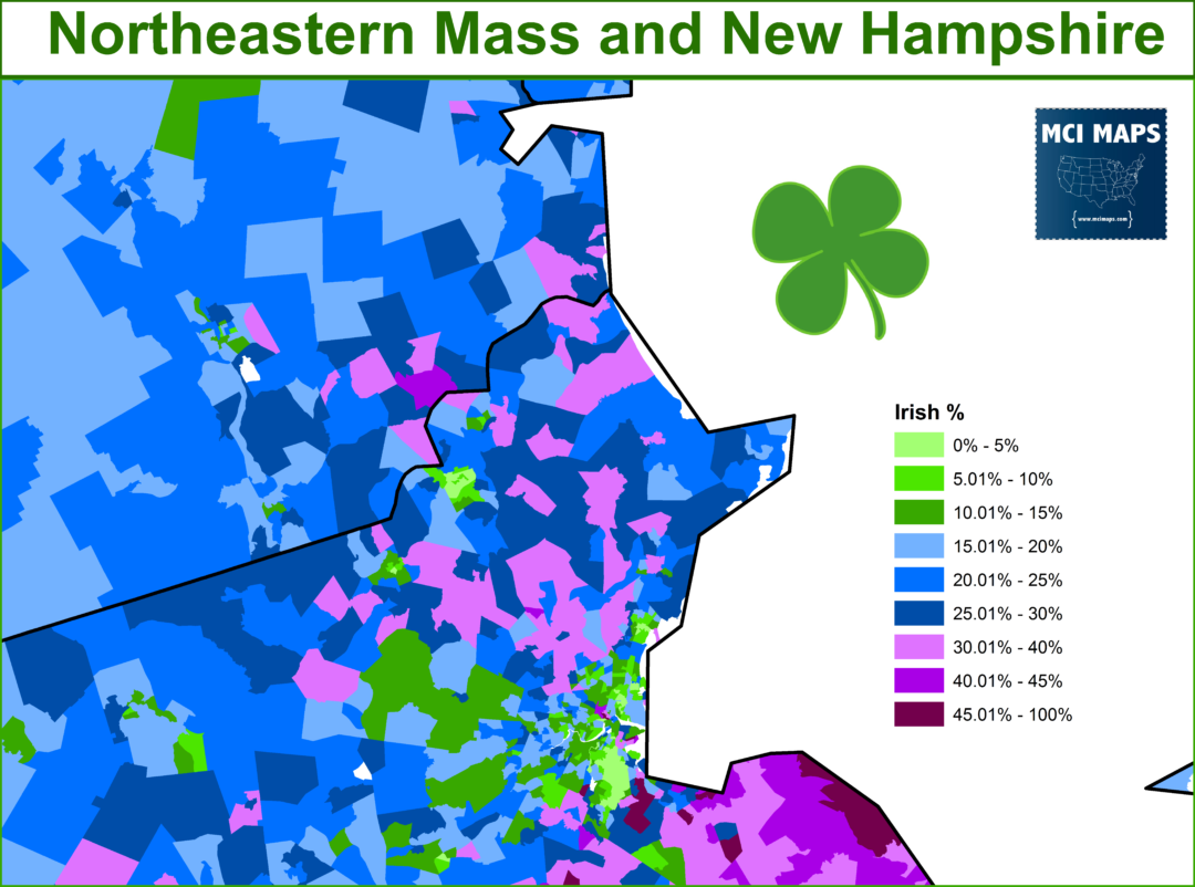 Saint Patrick’s Day Article Irish Ancestry in America MCI Maps