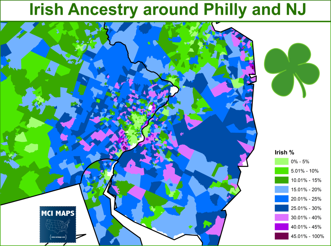 Saint Patrick’s Day Article Irish Ancestry in America MCI Maps