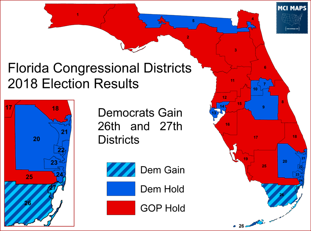 How Floridas Congressional Districts Voted In 2018 Mci Maps Election Data Analyst 