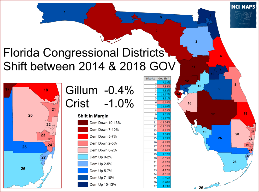 How Florida’s Congressional Districts Voted in 2018 - MCI Maps ...