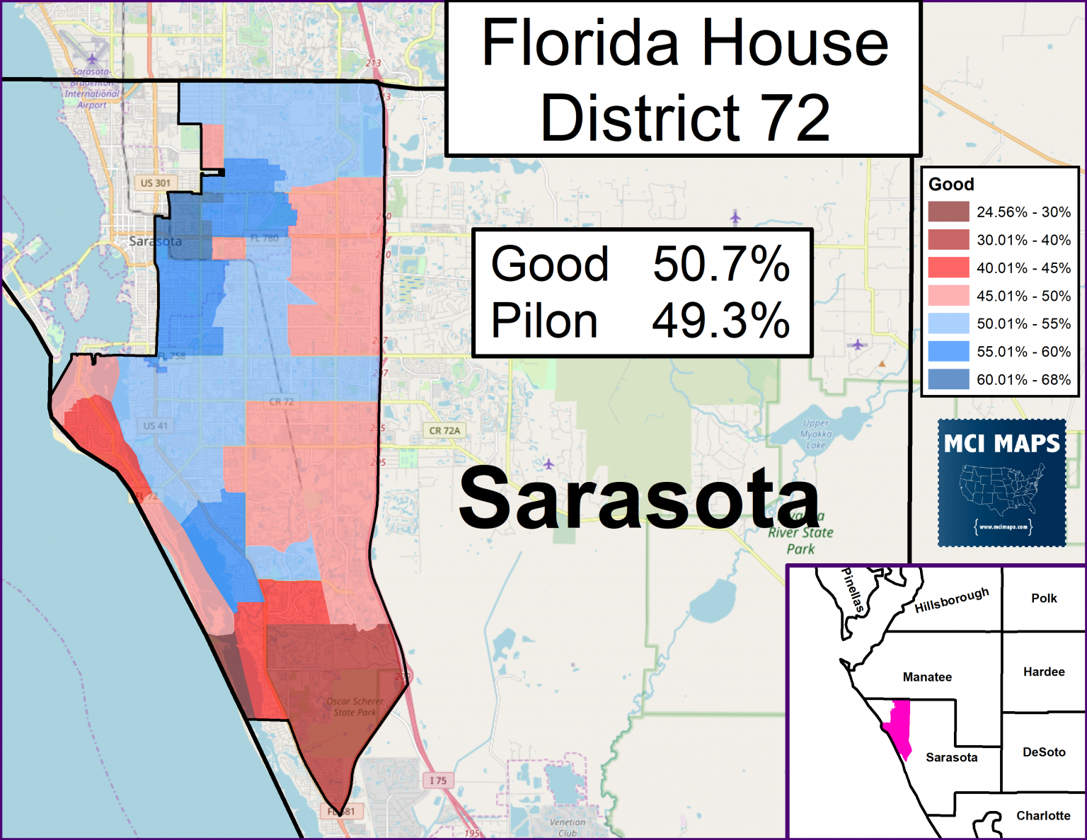 How Florida’s State House Districts Voted In 2018 - MCI Maps | Election ...