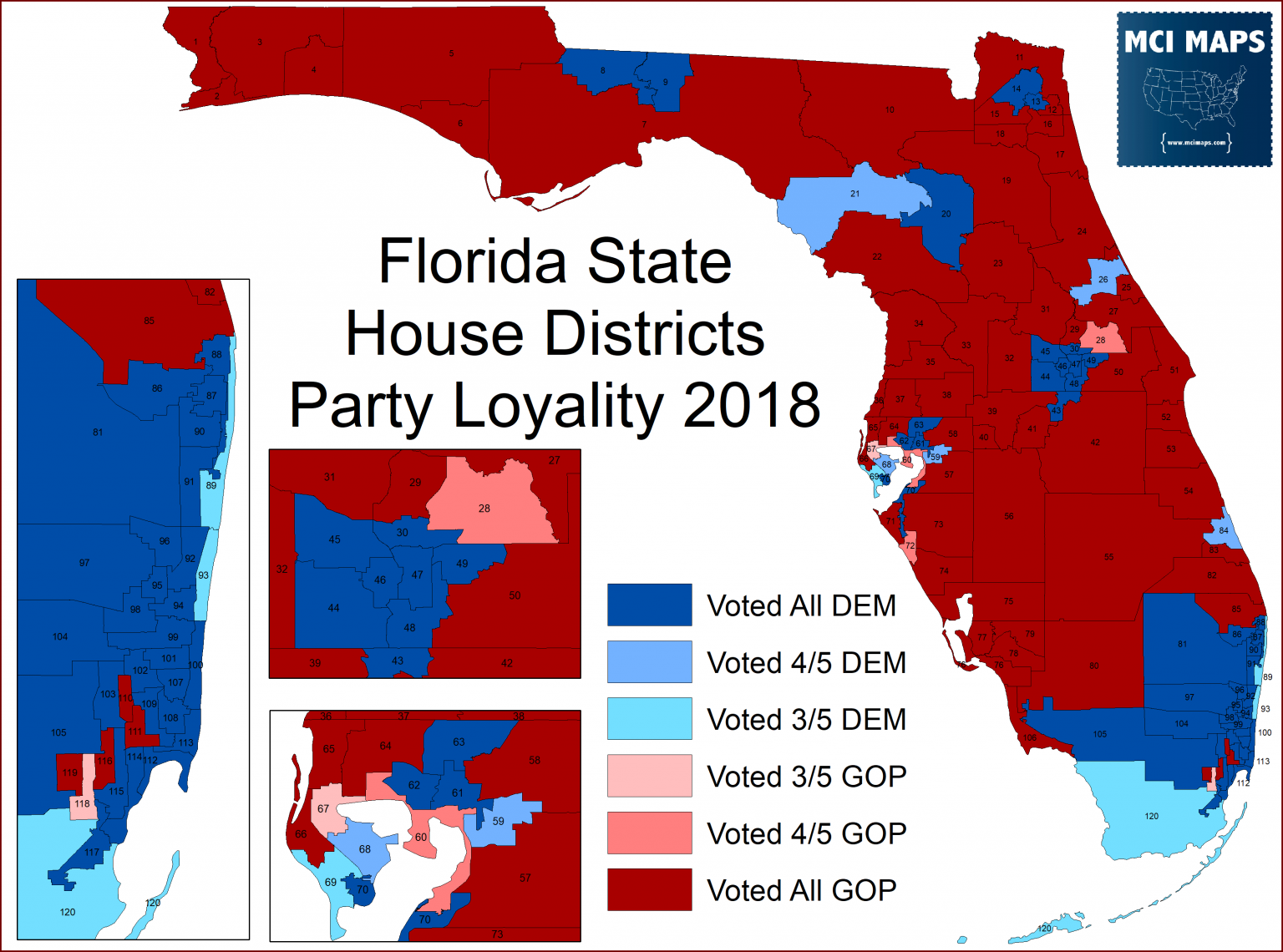 How Florida’s State House Districts Voted in 2018 MCI Maps Election