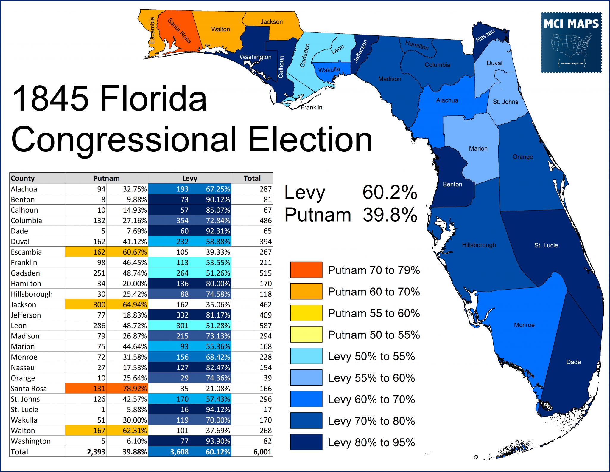 May 26th, 1845 – Florida’s First Elections - MCI Maps | Election Data ...