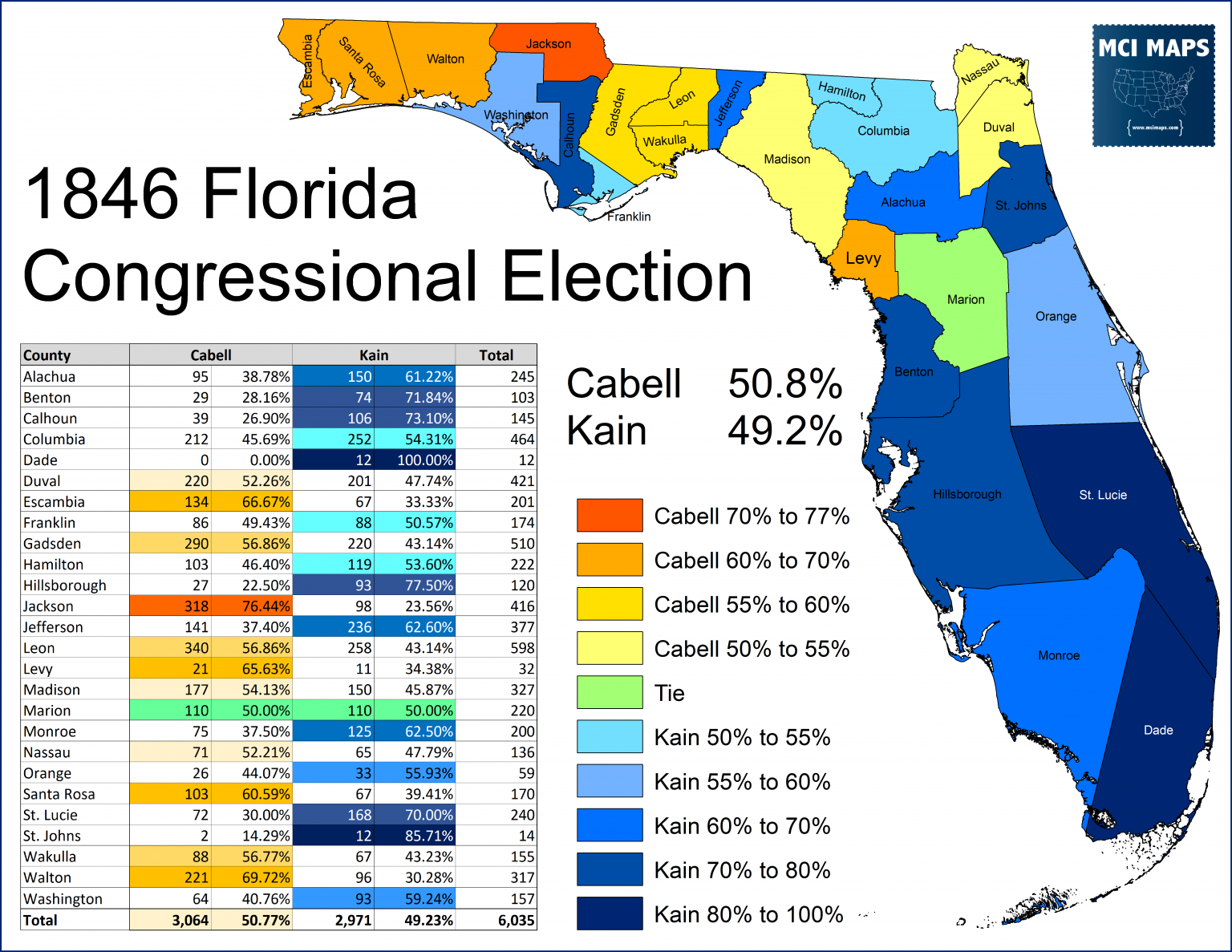 May 26th, 1845 – Florida’s First Elections - MCI Maps | Election Data ...