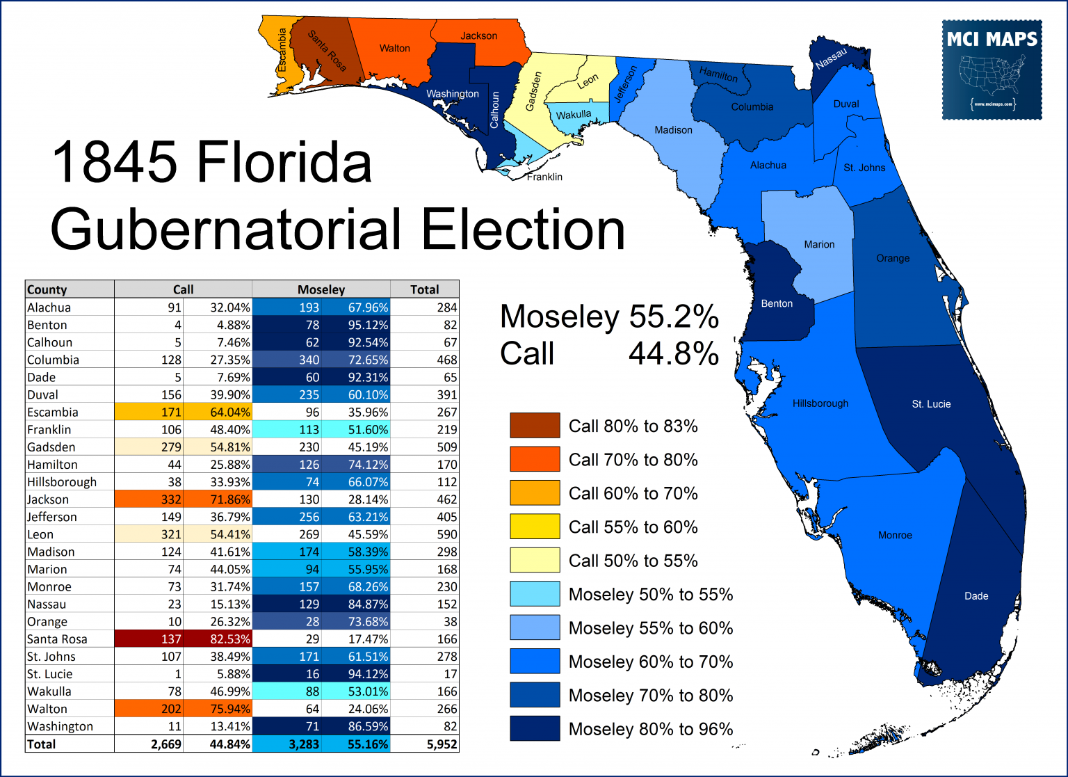 May 26th, 1845 – Florida’s First Elections - MCI Maps | Election Data ...