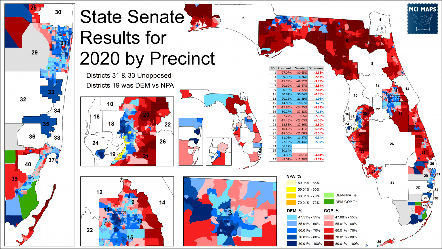 How Florida’s State Senate Districts Voted In 2020 - Mci Maps 