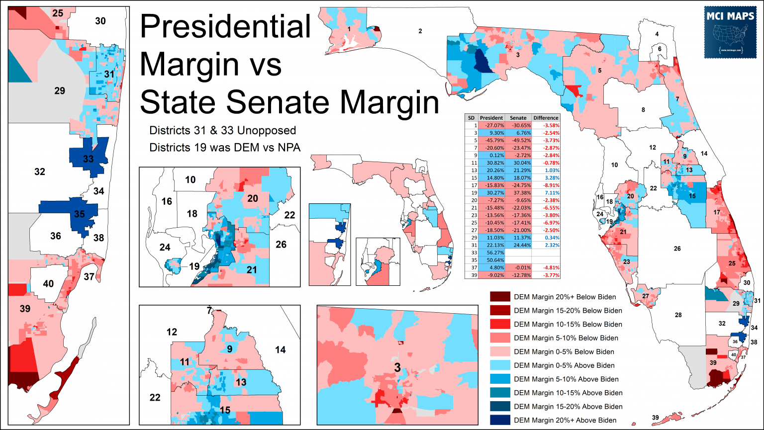 How Florida’s State Senate Districts Voted in 2020 - MCI Maps ...