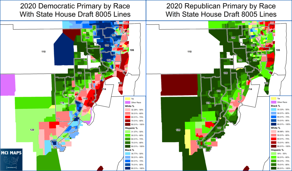 Plan 8005 miami dade race primaries 1024x600 | florida redistricting tour #8: functional analysis of dade’s house districts | politics