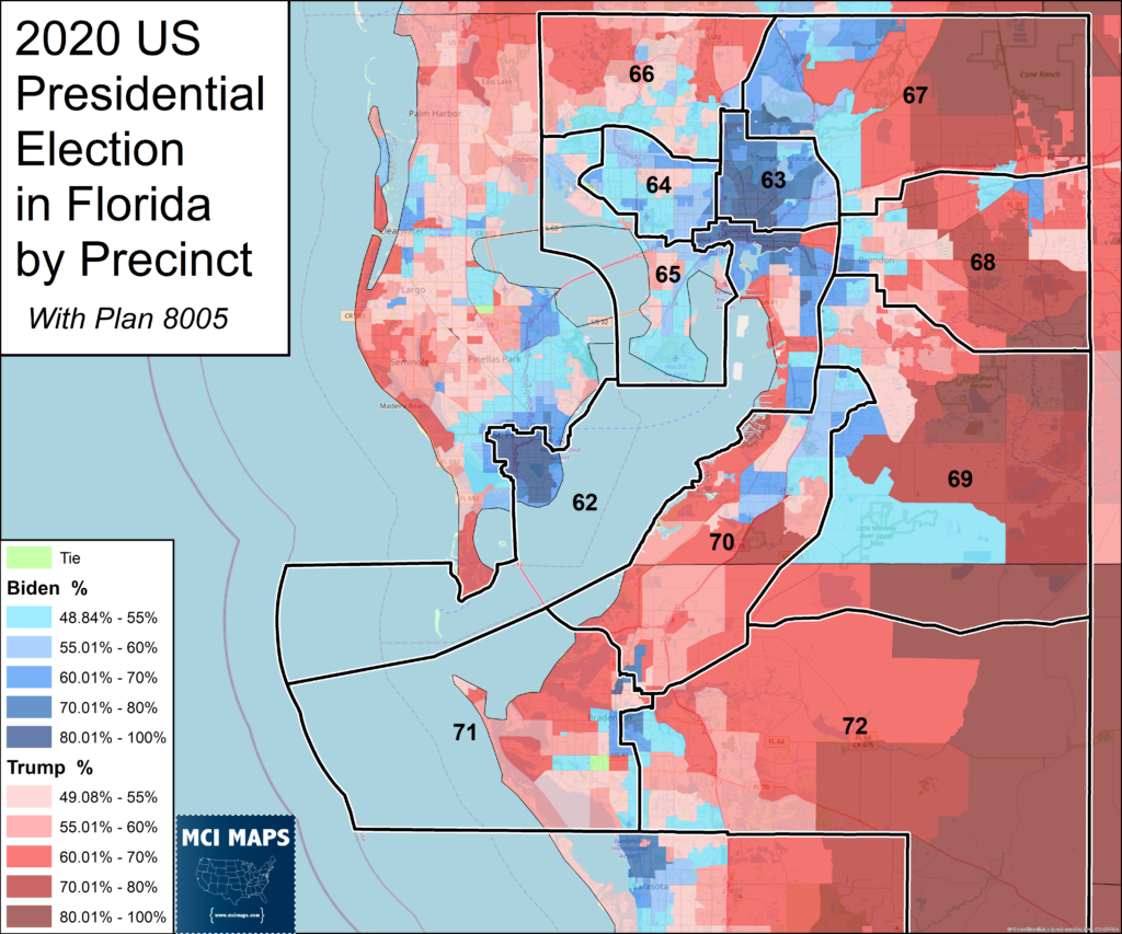 Tampa presidential results with plan 8005 1024x853 | florida redistricting tour #9: are tampa’s state house districts a dummymander? | politics