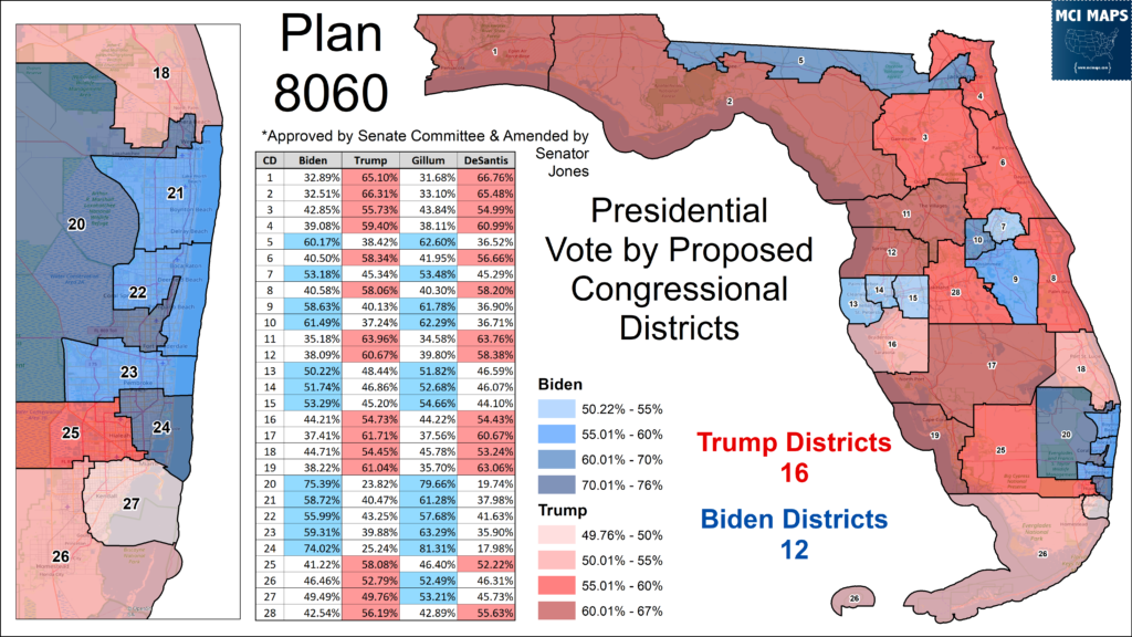 Plan 8060 partisan 1024x576 | a detailed look at florida’s new congressional districts | politics