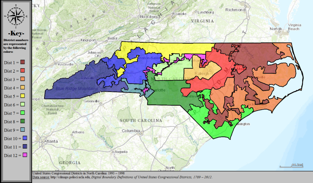 Lossless page1 1367px united states congressional districts in north carolina 1993 1998 tif 1024x601 | lets talk about the florida 5th congressional district | politics
